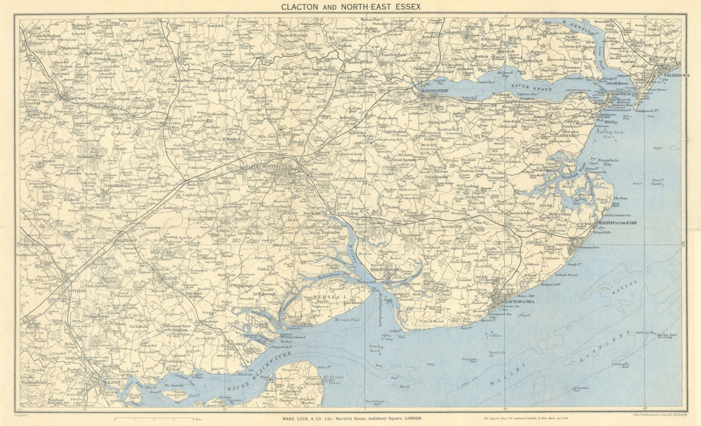 CLACTON & NE ESSEX vintage tourist map. Colchester Harwich Blackwater 1938