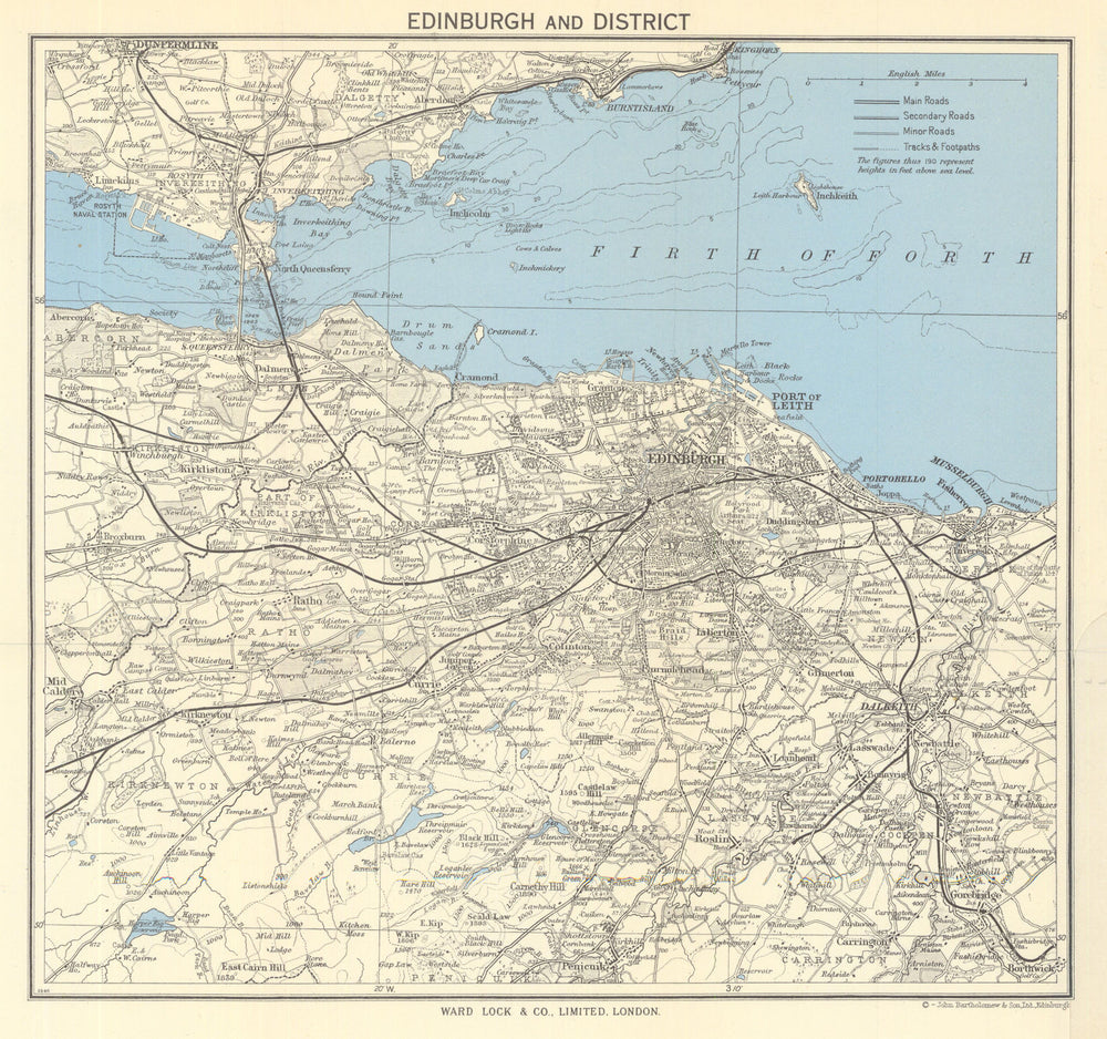 EDINBURGH environs. Portobello Leith Dunfermline Dalkeith. WARD LOCK 1963 map