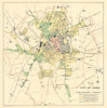 Plan of the City of York. Poverty map by Seebohm Rowntree 1901 old antique