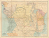 Central Africa showing emerging colonial landscape by Edward Stanford c1885 map