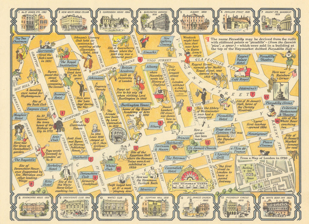 Piccadilly. Green Park-Piccadilly Circus #2 JP Sayer's Survey of London 1947 map