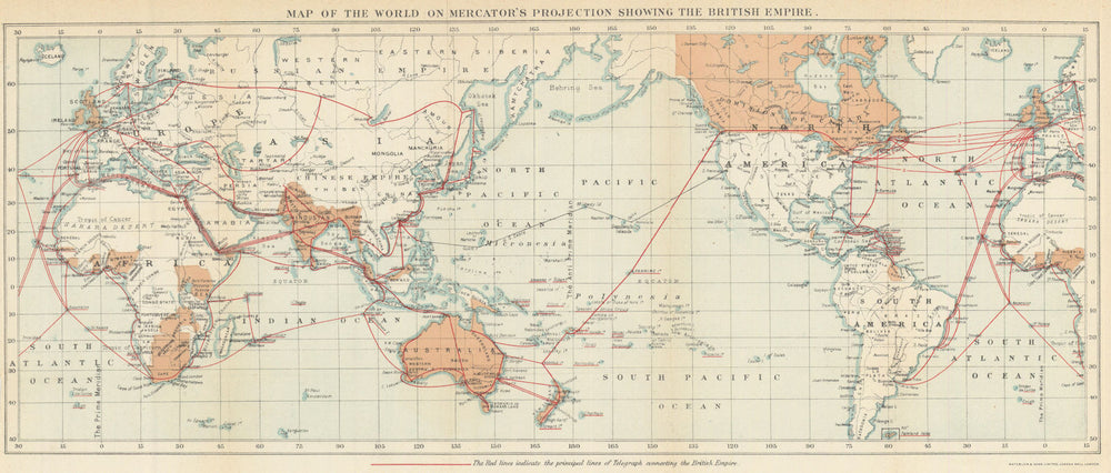 World on Mercator's Projection showing the British Empire. Waterlow 1919 map