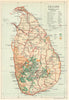 Ceylon. Sri Lanka. Rubber Tea Coconut Cocoa & railways 1919 old antique map