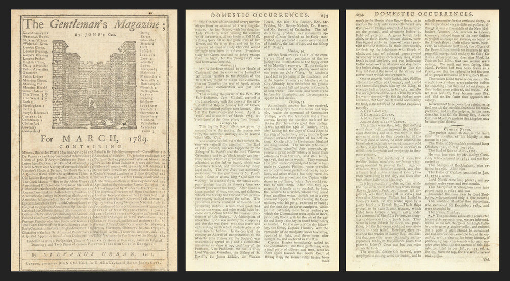 Report of the First Fleet of colonists' arrival at Botany Bay, Australia 1789