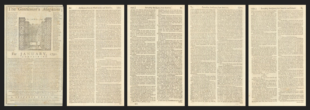 George Washington's 1791 State of the Union address in the Gents Mag 1792