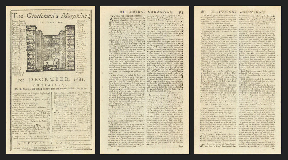 Washington's letter informing Congress of Cornwallis' Surrender at Yorktown 1781