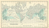 World Prevailing Winds. BARTHOLOMEW 1909 old antique vintage map plan chart