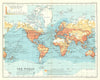 Commercial Chart of The World. Coaling stations. BARTHOLOMEW 1909 old map