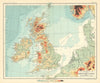Bathy-Orographical Map of The British Isles and Surrounding Seas 1909 old