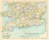 England & Wales Southern Section. Great Britain. BARTHOLOMEW 1909 old map