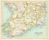 Ireland Southern Section. BARTHOLOMEW 1909 old antique vintage map plan chart