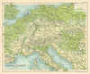 Central Europe ALPS. Northern European plain. Rhine Valley 1909 old map