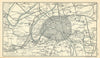 Environs of Paris showing railways. France. BARTHOLOMEW 1909 old antique map