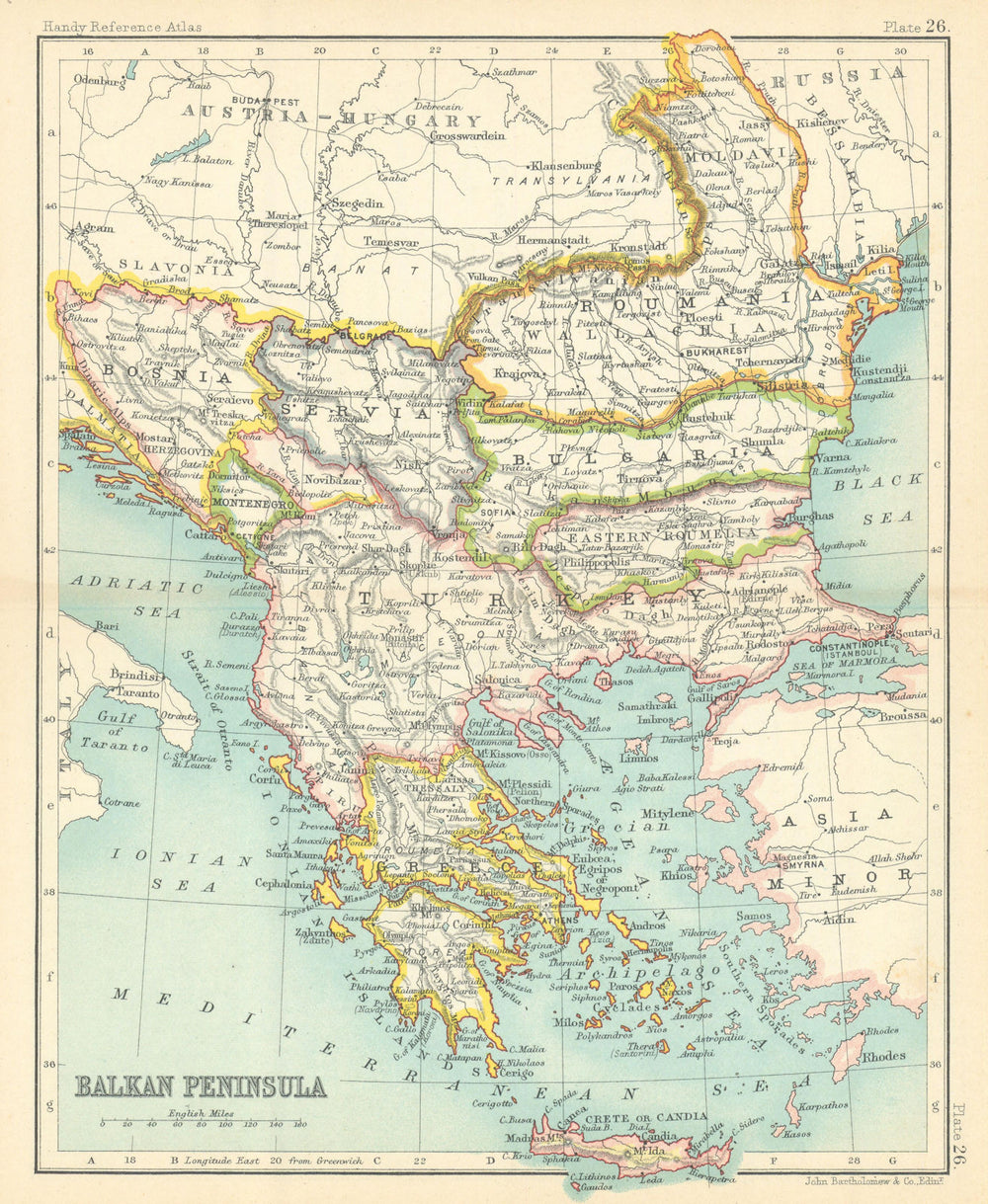 Balkan Peninsula. Eastern Roumelia Servia Turkey in Europe. Greece 1909 map