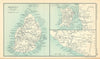 Mauritius, Penang & Malacca. BARTHOLOMEW 1909 old antique map plan chart