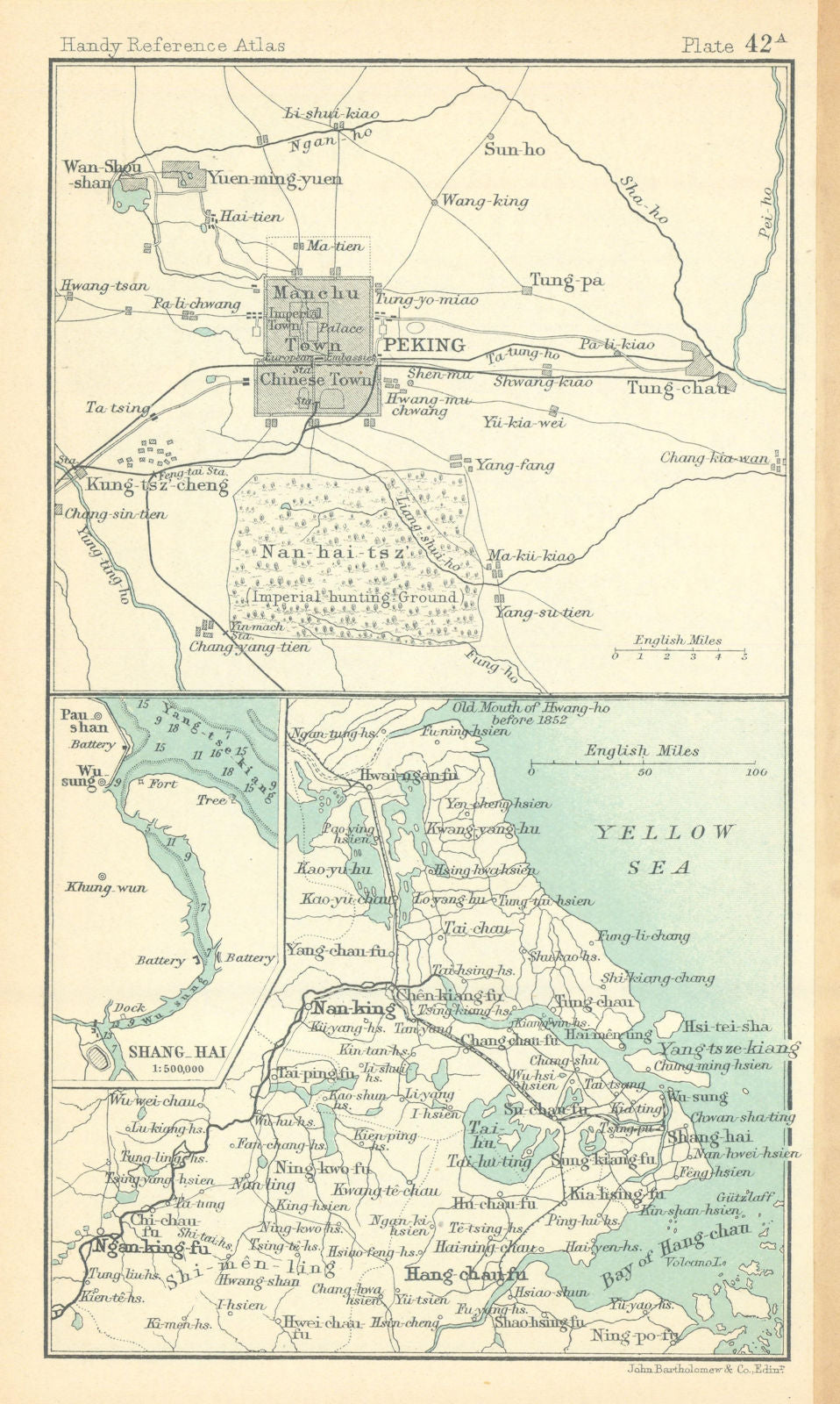 Environs of Peking & Nanking. China. BARTHOLOMEW 1909 old antique map chart