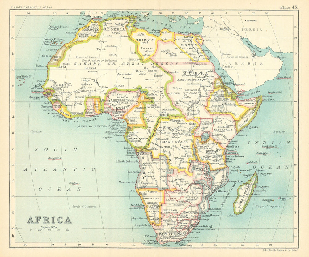 Africa. Congo State. British/German East Africa. Cape Colony 1909 old map