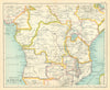 Colonial Equatorial Africa. Congo State. Kenya Tanzania. Central Africa 1909 map