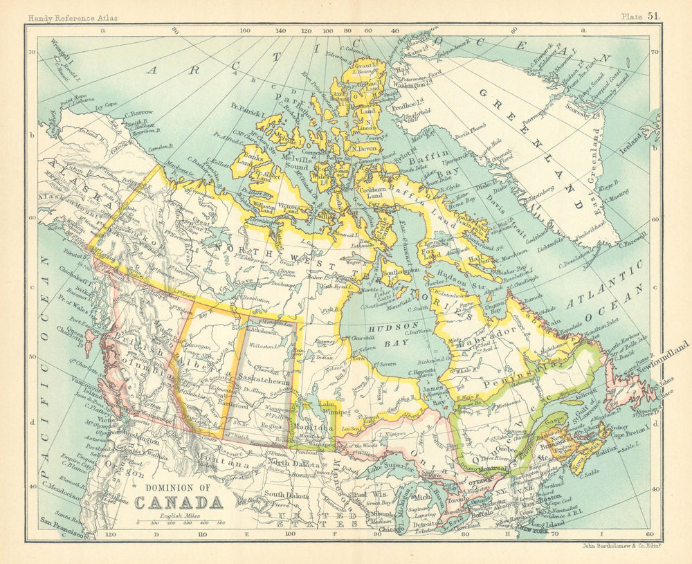 Dominion of Canada. Provinces. BARTHOLOMEW 1909 old antique map plan chart