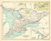 Province of Ontario; Inset maps of Ottawa. Canada. BARTHOLOMEW 1909 old