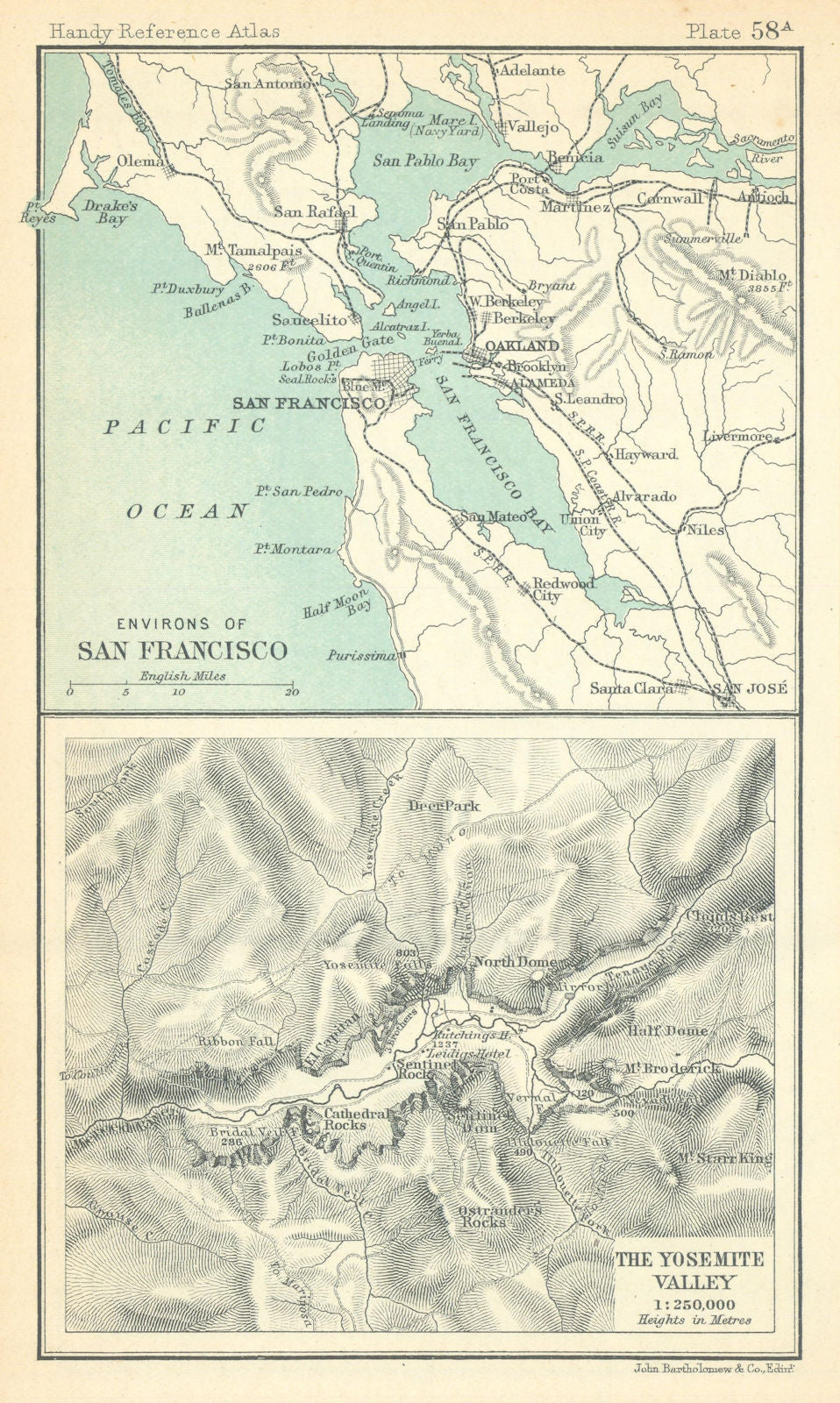 Environs of San Francisco. Yosemite Valley. California. BARTHOLOMEW 1909 map
