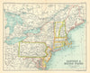 Eastern and Middle States (United States). New England. USA 1909 old map