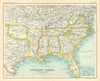 Southern States (United States). Deep South. Indian Territory. USA 1909 map