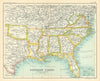 Southern States (United States). Deep South. Indian Territory. USA 1909 map