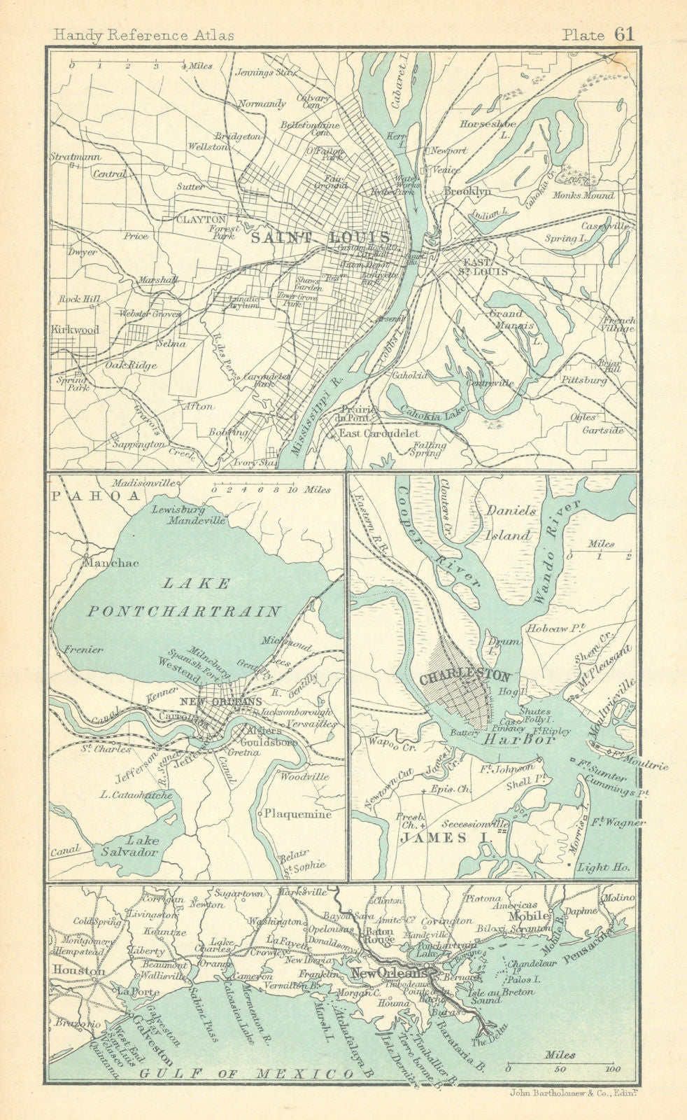 Environs of Saint Louis, Charleston & New Orleans. South Carolina 1909 old map