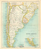 South America. Argentine Republic Chile Uruguay. BARTHOLOMEW 1909 old map