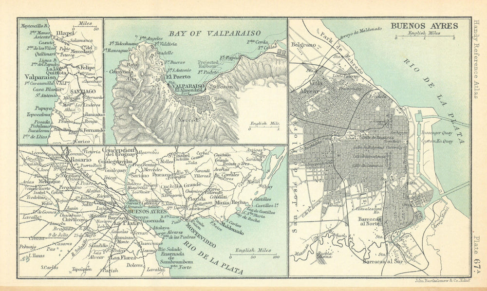 Buenos Aires town/city plan Valparaiso Rio de la Plata. Argentina Chile 1909 map