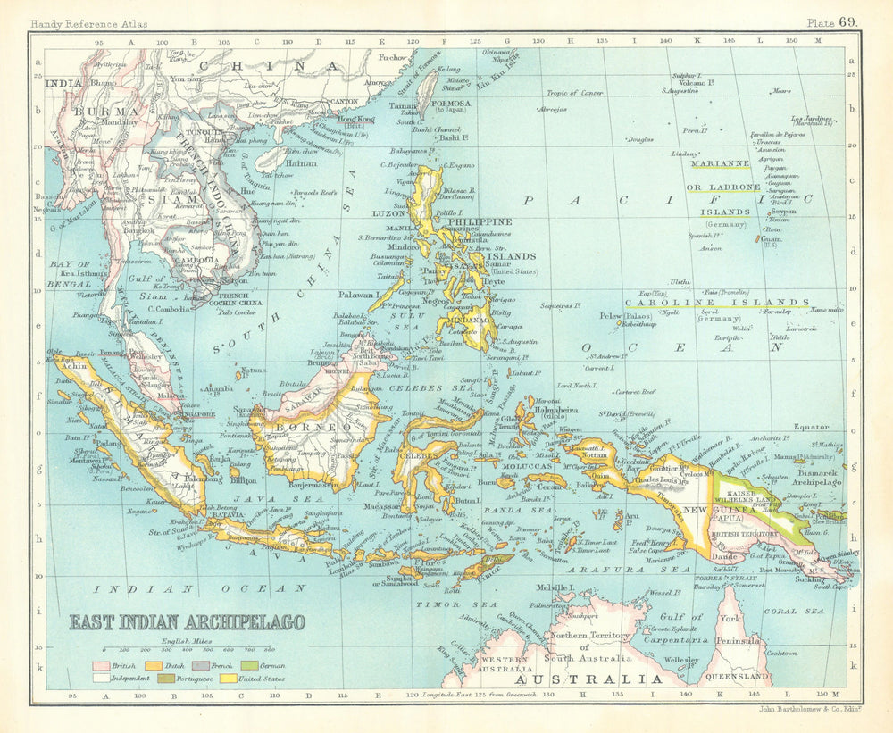 East Indian archipelago. Philippines Indonesia. Dutch East Indies 1909 old map