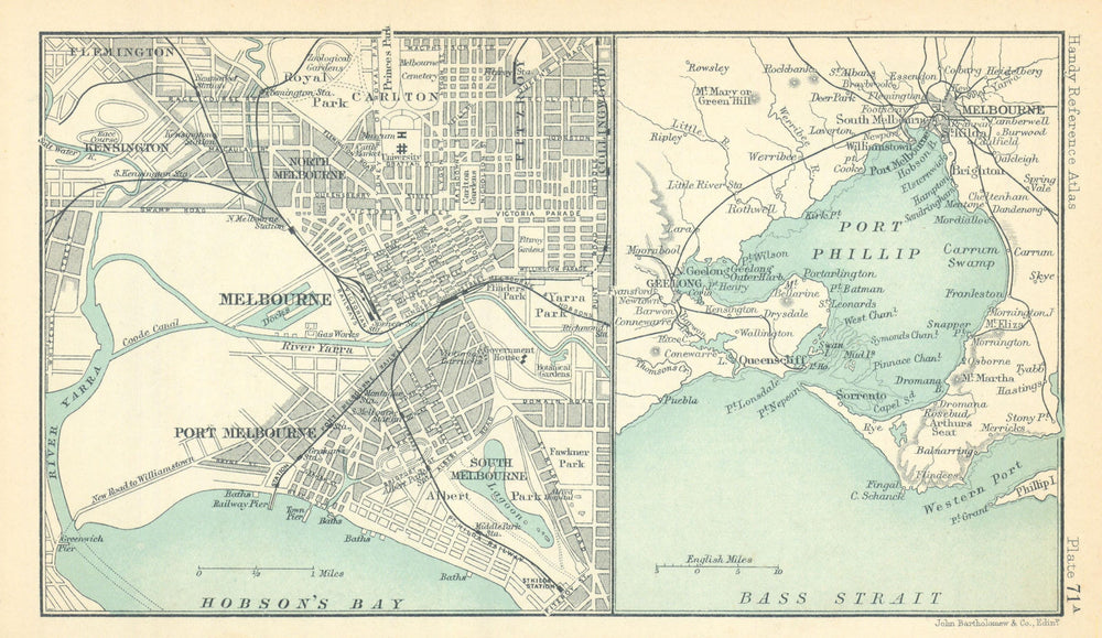 Environs of Melbourne & Port Phillip. Victoria Australia. BARTHOLOMEW 1909 map