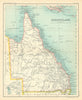 Queensland state map. BARTHOLOMEW 1909 old antique vintage plan chart