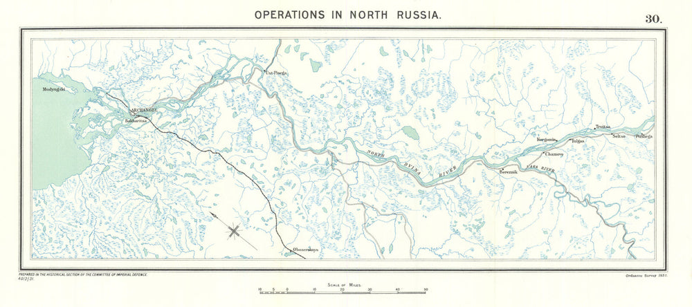 Operations in North Russia March 1918-October 1919. First World War 1931 map
