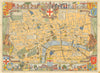 Children's Map of London. Pictorial map by John Bartholomew. 55x76cm 1939