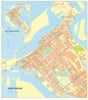 Vintage Abu Dhabi town city plan, United Arab Emirates UAE. GEOprojects 1995 map