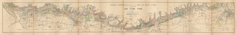 Carte vinicole… de la Côte d'Or produisant les vins fins. Thuillier 1879 map
