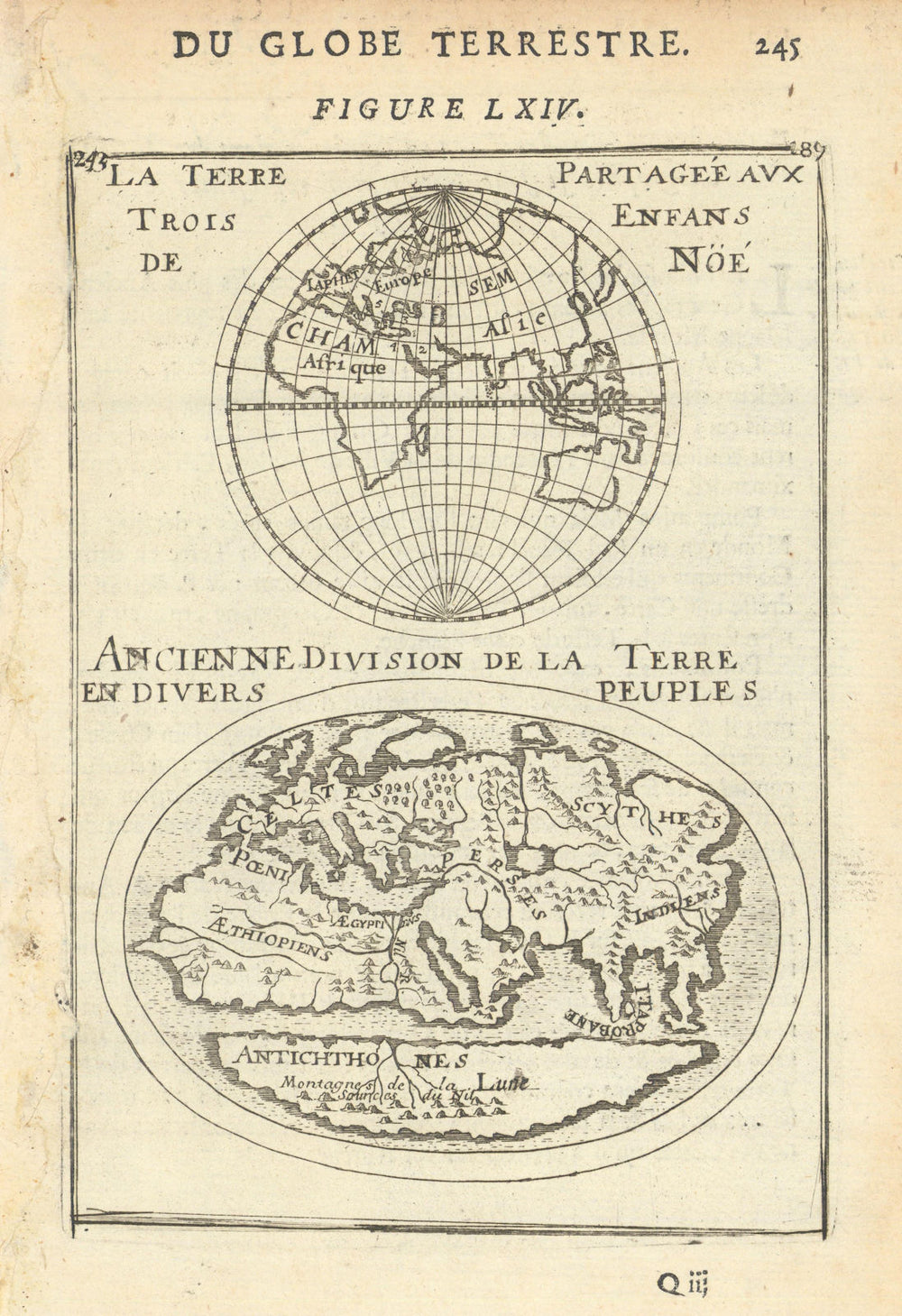 ANCIENT WORLD. Divided between Noah's 3 sons. Japeth Shem Ham. MALLET 1683 map
