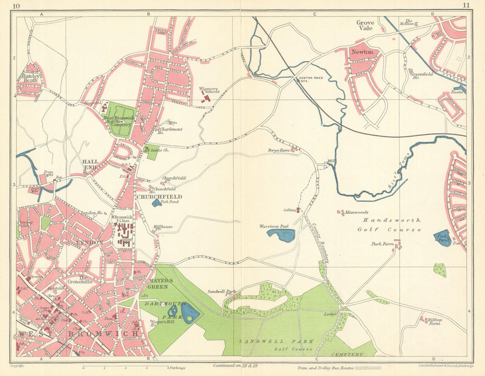 BIRMINGHAM NORTH West Bromwich Churchfield Hateley Heath Sandwell 1949 old map