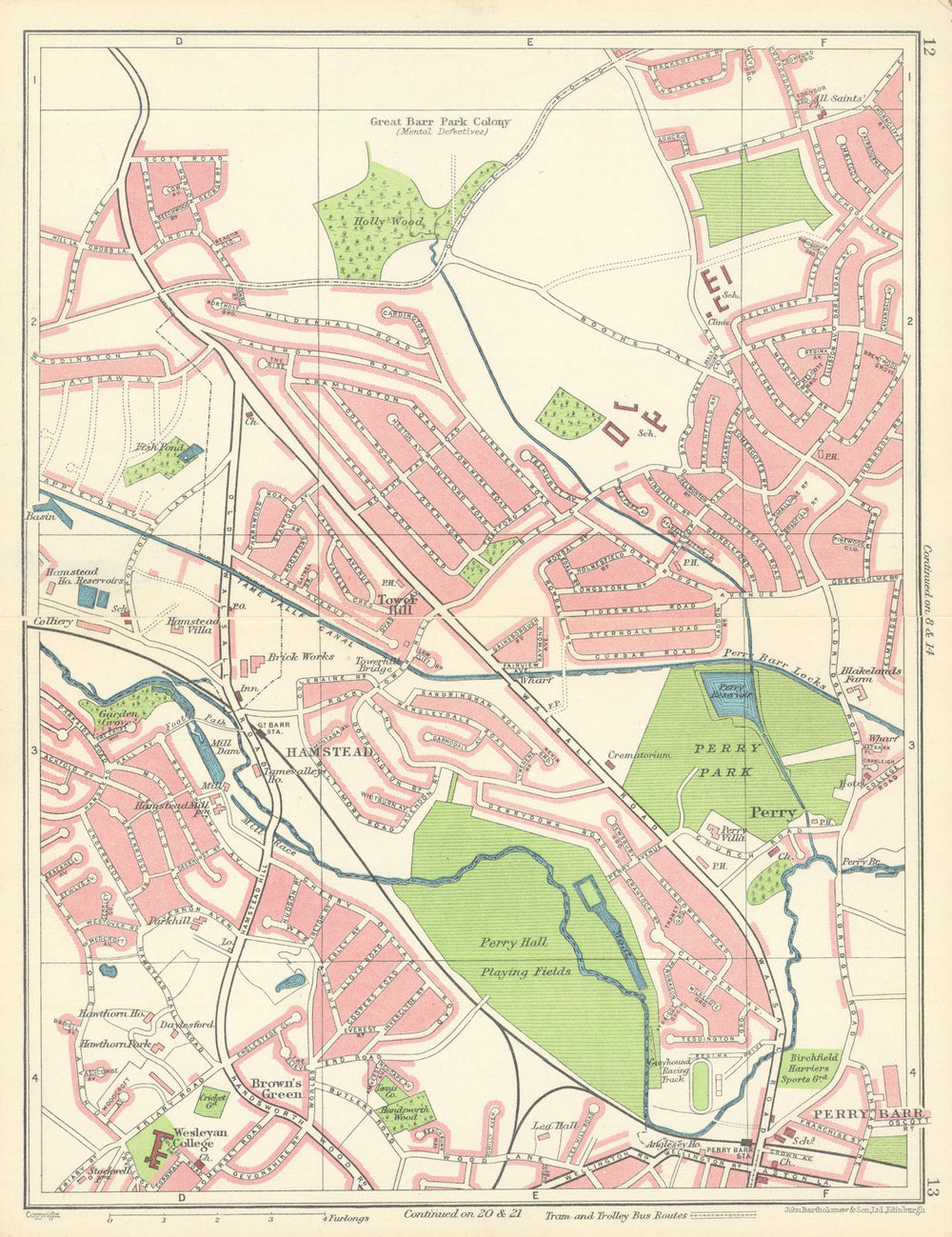 BIRMINGHAM NORTH Great/Perry Barr Hamstead Brown's Green Handsworth 1949 map