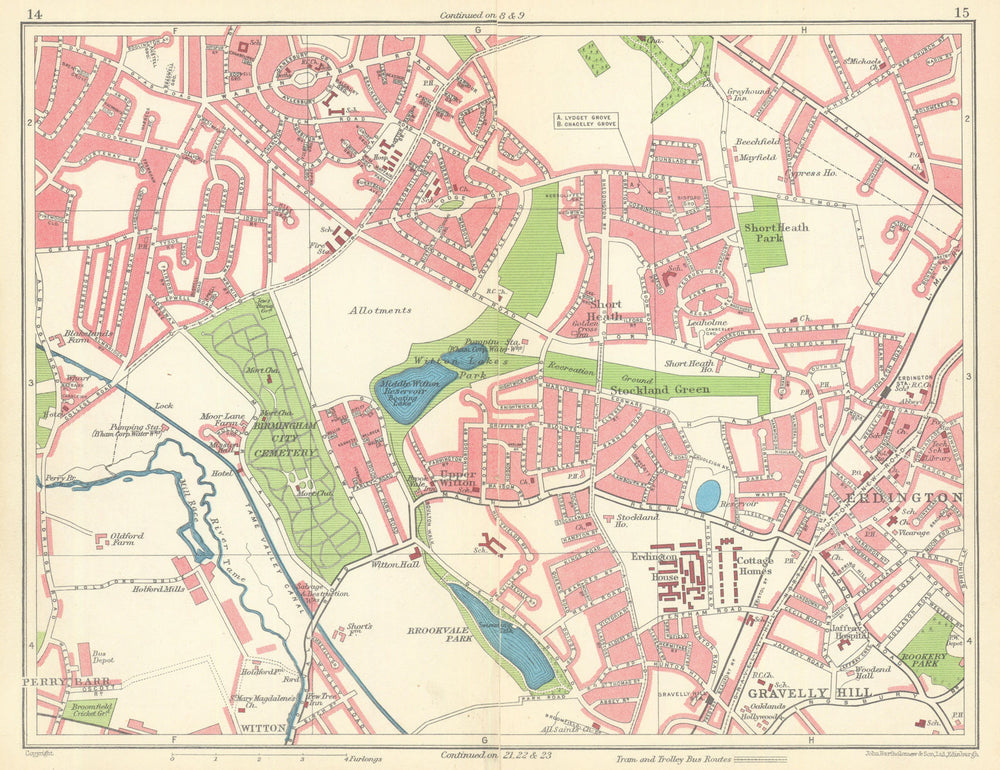 BIRMINGHAM NORTH Perry Barr Gravelly Hill Erdington Stockland Green 1949 map