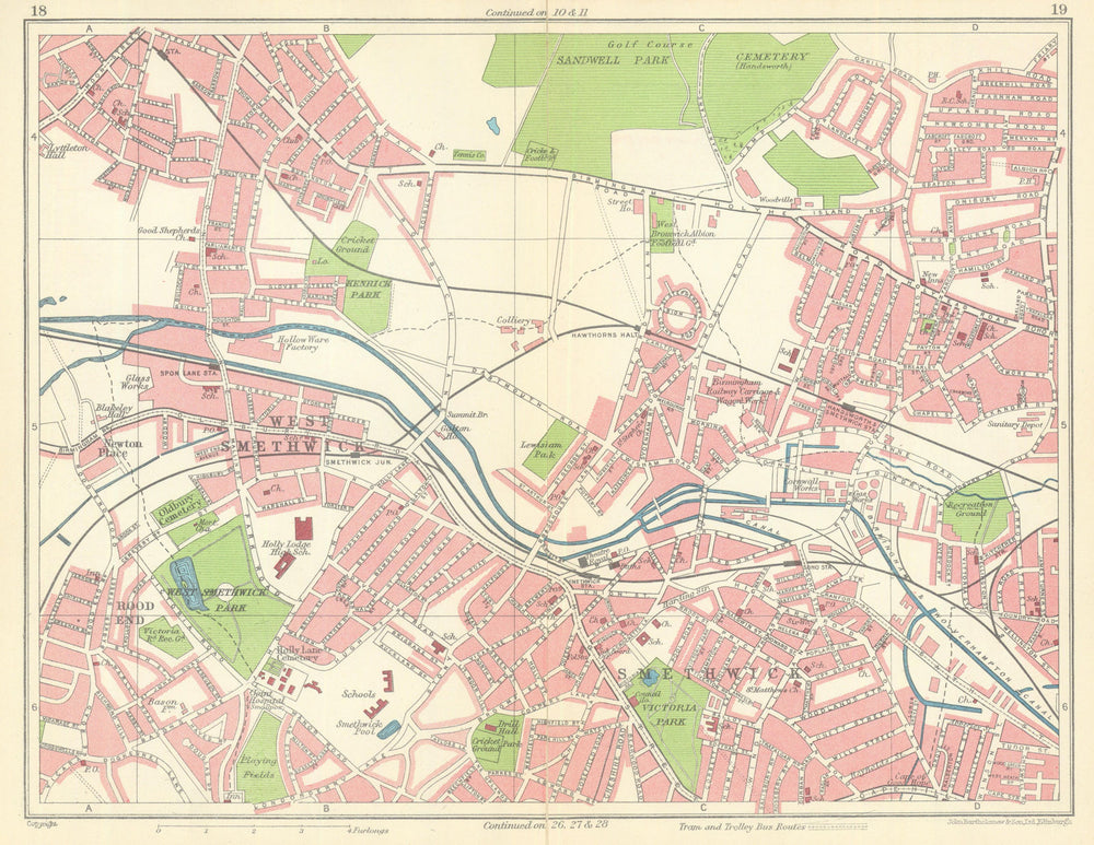 BIRMINGHAM NORTH WEST Smethwick Handsworth Rood End Sandwell Ladywood 1949 map