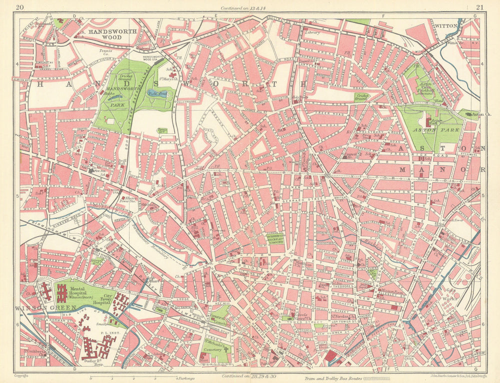 BIRMINGHAM NORTH Handsworth Aston Winson Green Witton Soho Lozells 1949 map