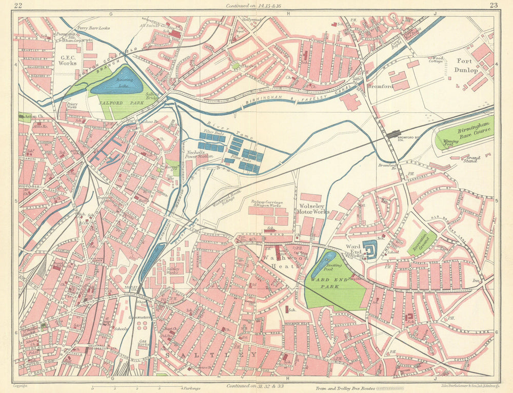 BIRMINGHAM NORTH Aston Saltley Bromford Washwood Heath Gravelly Hill 1949 map