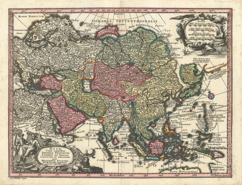 Asia cum omnibus imperiis provinciis statibus et insulis… Seutter c1744 map