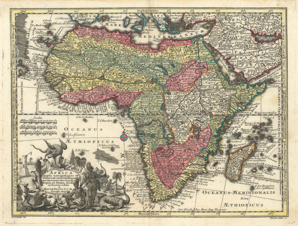 Africa Juxta Navigationes & Observationes Recentissimas Aucta… Seutter c1744 map
