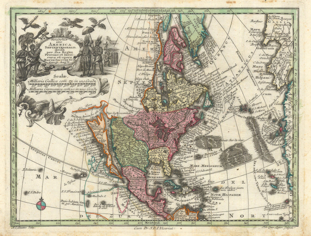 Novus Orbis Sive America Septentrionalis… North America by Seutter c1744 map