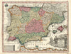 Novissima et accuratissima Regnorum Hispaniae et Portugalliae. Seutter c1744 map