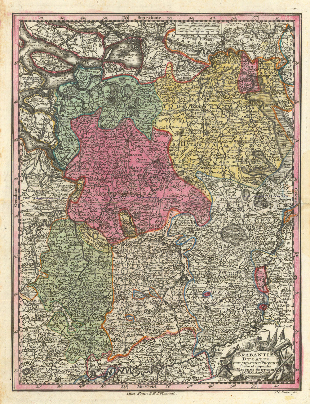 Brabantiae ducatus cum adjacentibus provinciis… Brabant by Seutter c1744 map